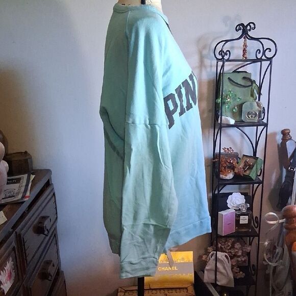 PINK VS Blue PINK NATION Mesh Sweatshirt Size Medium - Picture 5 of 7